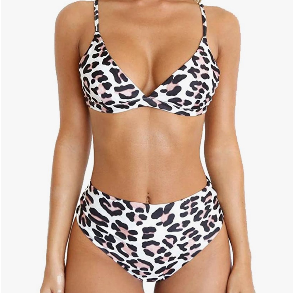 Leopard Print High Waisted Bikini